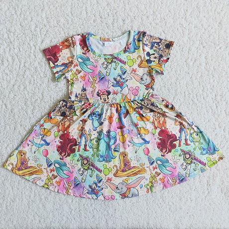 Short sleeve cute mouse girls twirl summer dresses