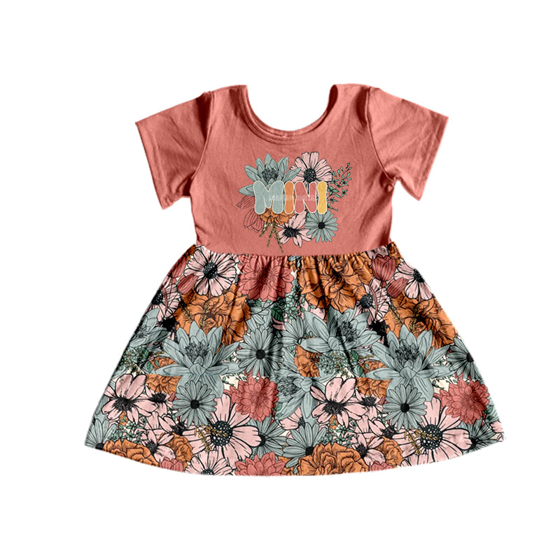 MOQ 5 PCS mini floral short sleeves baby girls dress