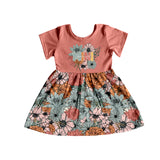 MOQ 5 PCS mini floral short sleeves baby girls dress