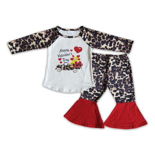 Happy valentine's day shirt leopard pants girls outfits