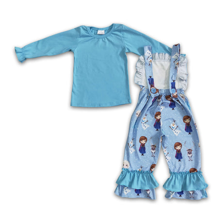 Blue cotton shirt ice overalls girls boutique clothing