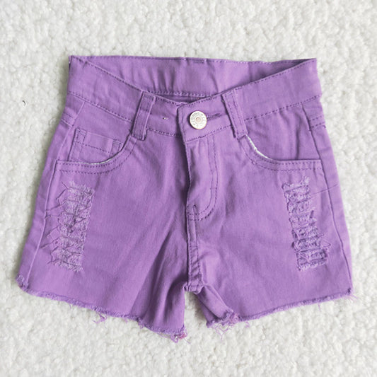 Girl Purple waistband denim shorts