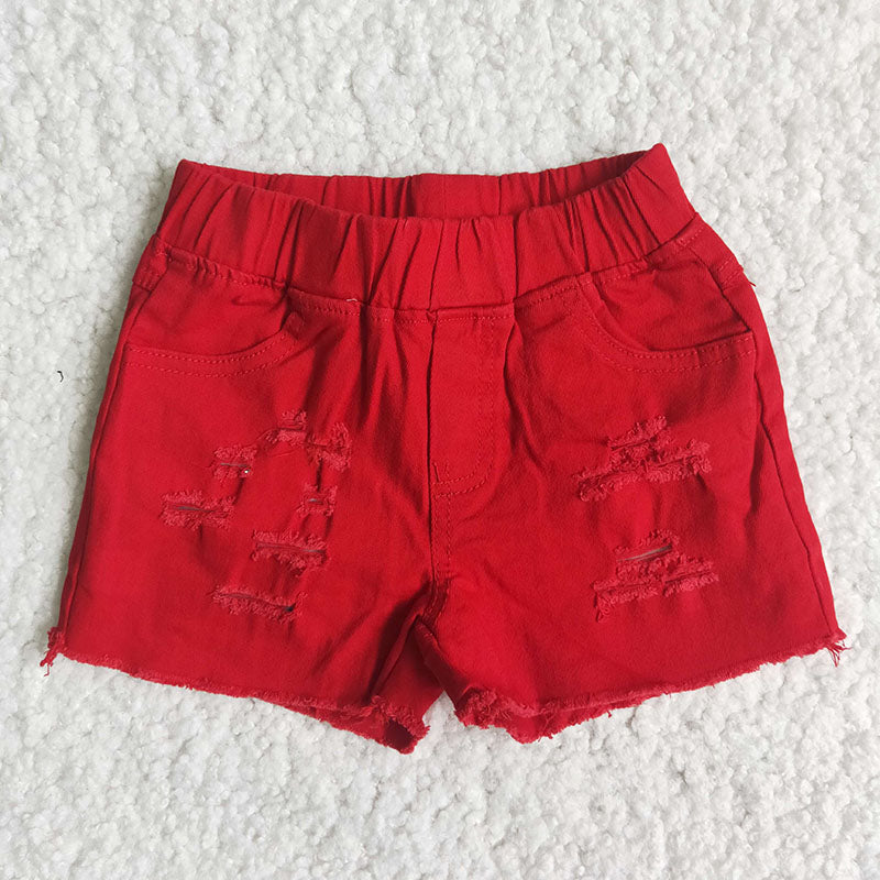 Girl Red Elastic denim shorts