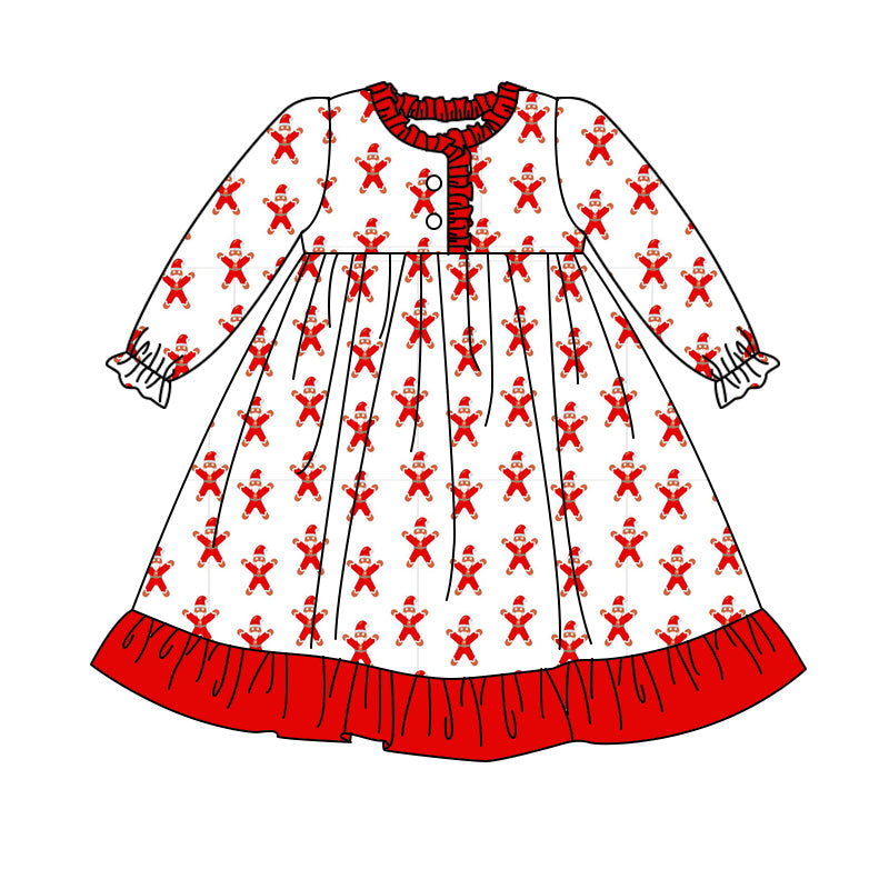 MOQ 5 red santa long sleeves girls Christmas night gown