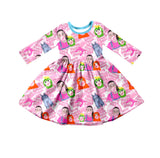 MOQ 5 pink bubble teacher long sleeves baby girls dress