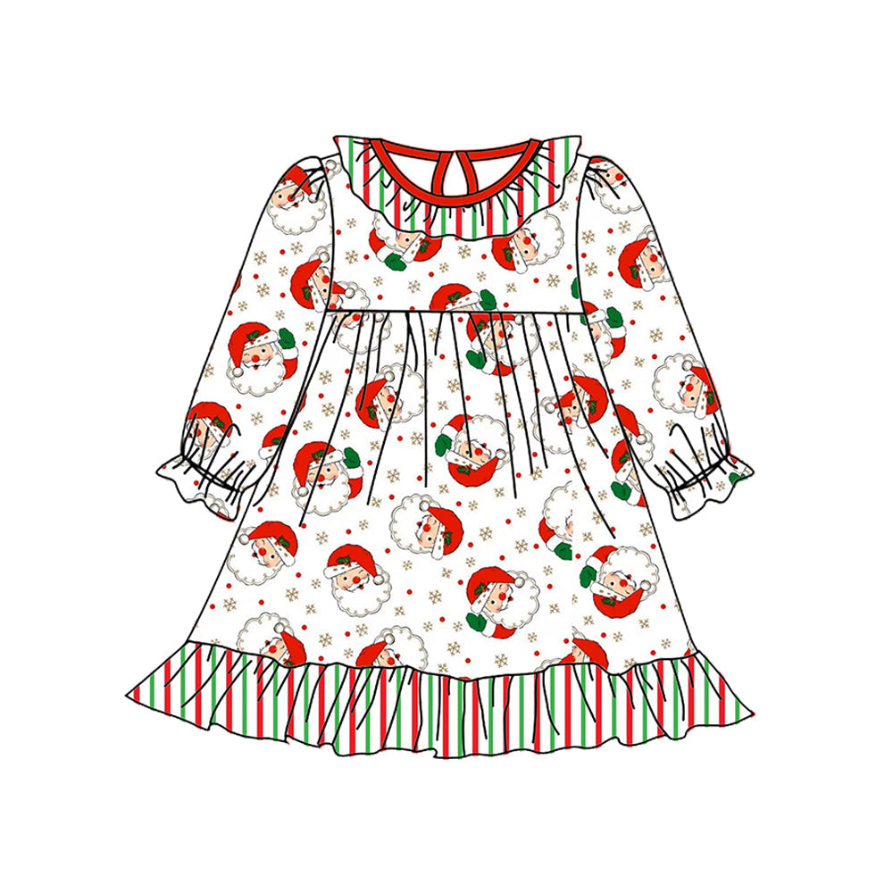 MOQ 5 santa stripe baby girls Christmas dress