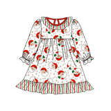 MOQ 5 santa stripe baby girls Christmas dress