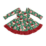 MOQ 5 red hat highland cow candy girls Christmas dress