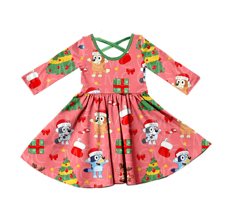 MOQ 5 dog gifts long sleeves girls Christmas dress