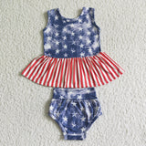 Girl 4th of July Striped Star Bummies set
