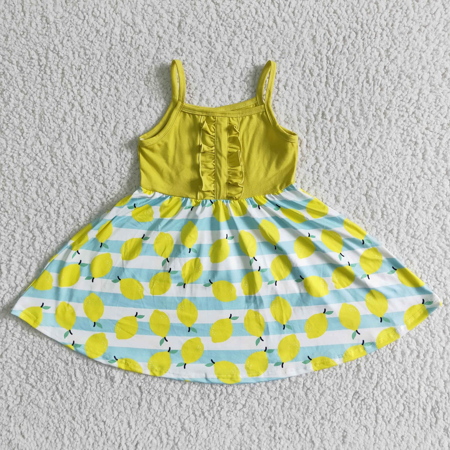 Sleeveless lemon print baby girls summer twirl dresses