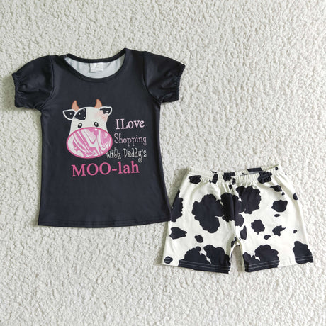 Moo-lah shirt cow print shorts kids girls clothes