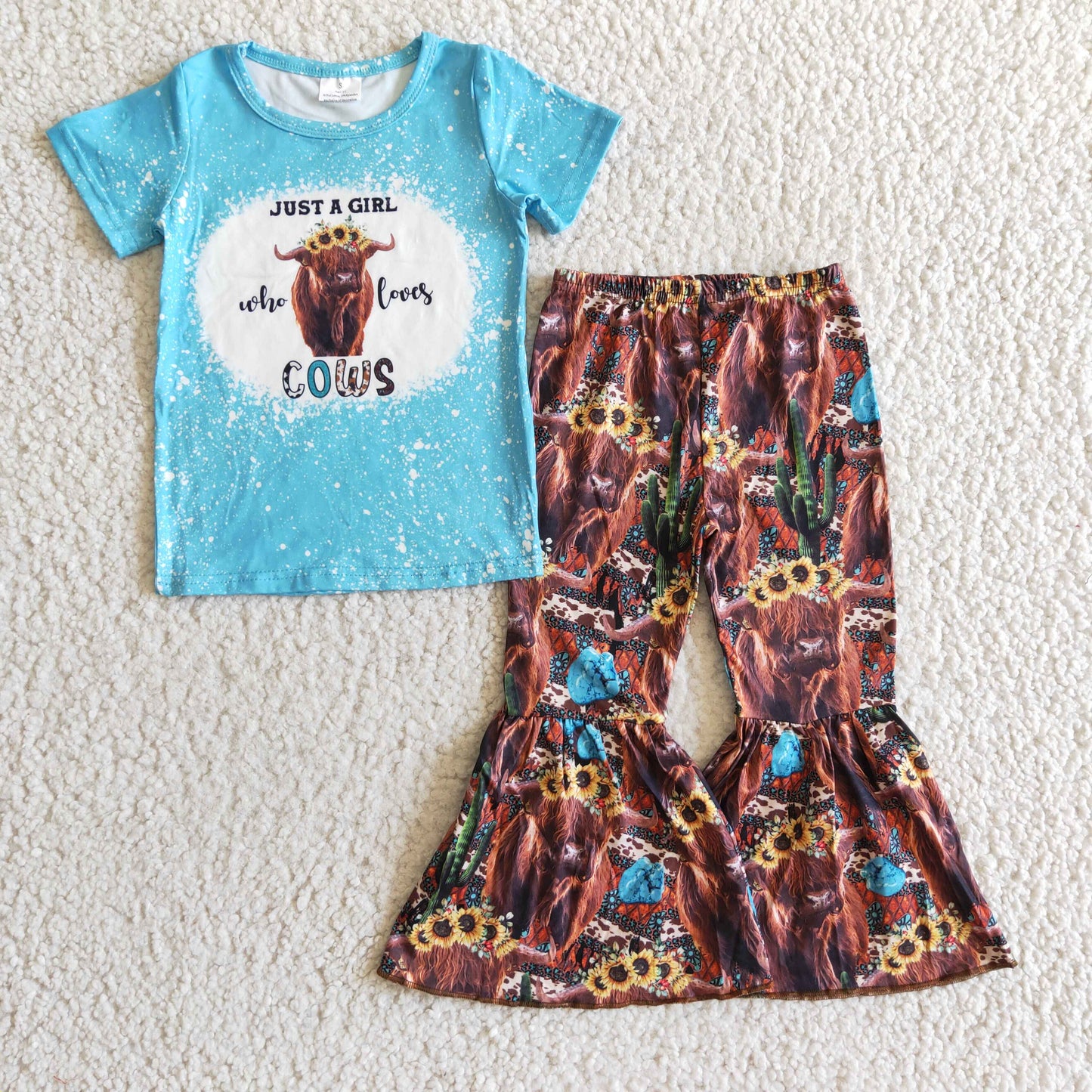 Just a girl who loves cows shirt pants girls western clothes