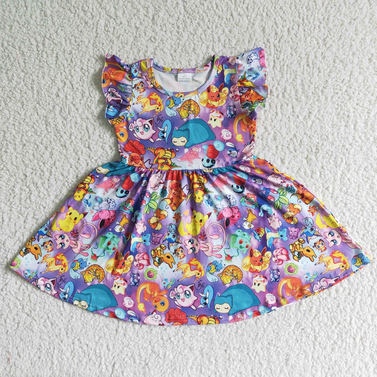 Flutter sleeve baby girls cute print summer twirl dresses