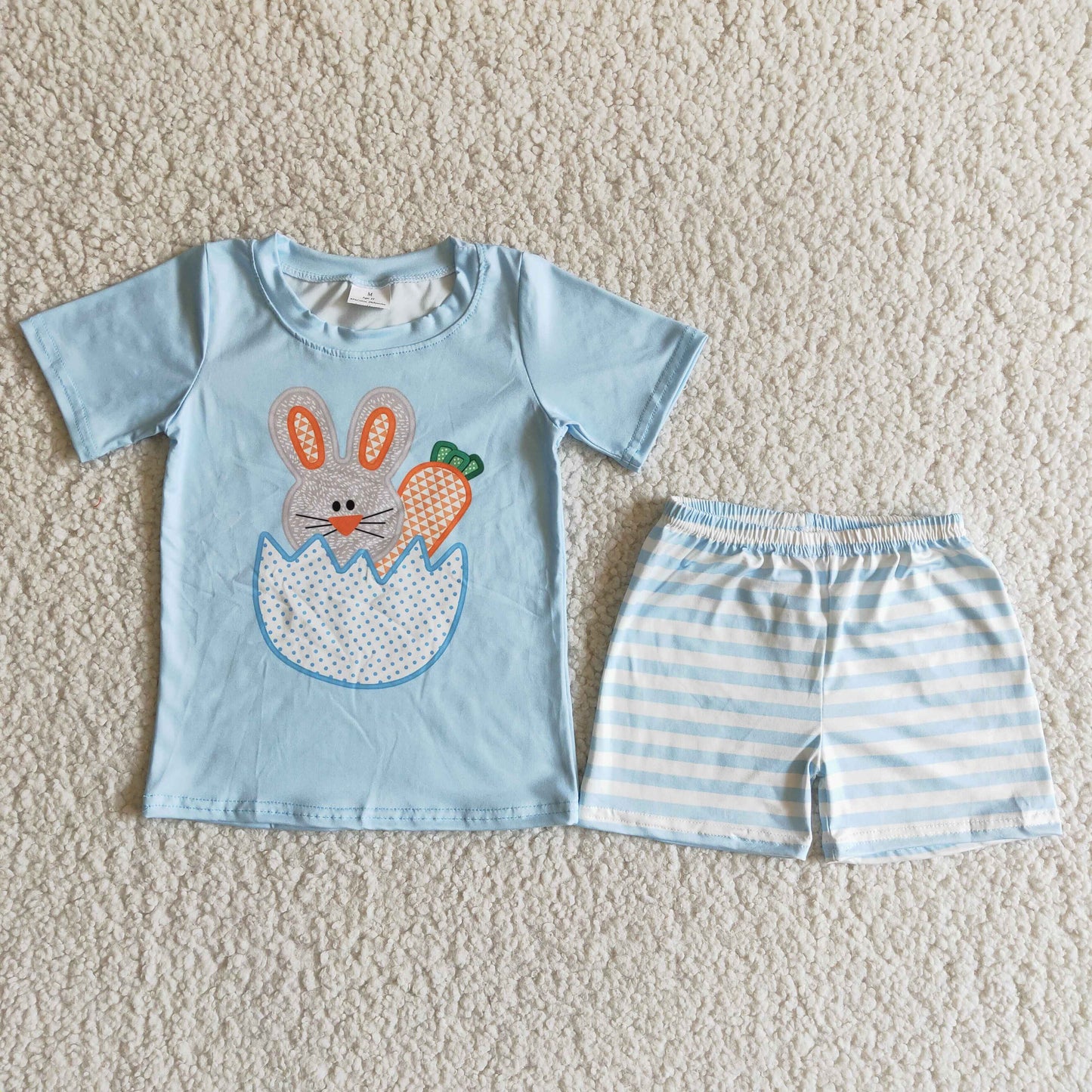 Bunny carrot shirt stripe shorts boy easter outfits
