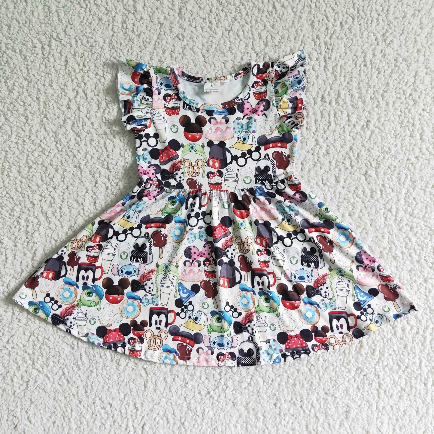 Flutter sleeve kids girls summer twirl dresses
