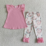 Pink cotton tunic icing ruffle leggings girls easter clothes