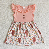 Flutter sleeve cow print baby girls summer dresses