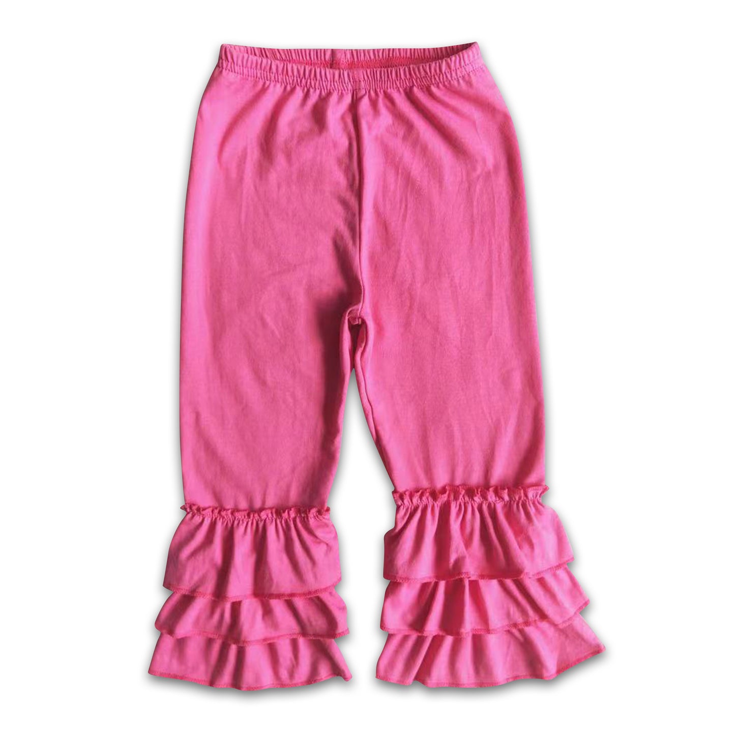 Hot  pink triple ruffle cotton pants