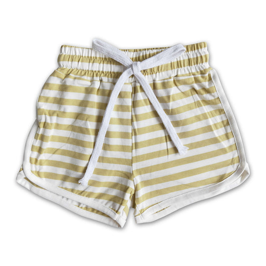 High quanlity cotton stripe drawstring baby girls summer shorts