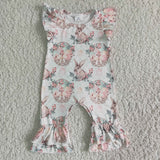 Easter egg print flutter sleeve baby girls romper