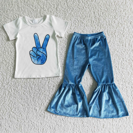 Girl Peace Velvet Bell Bottom Outfit