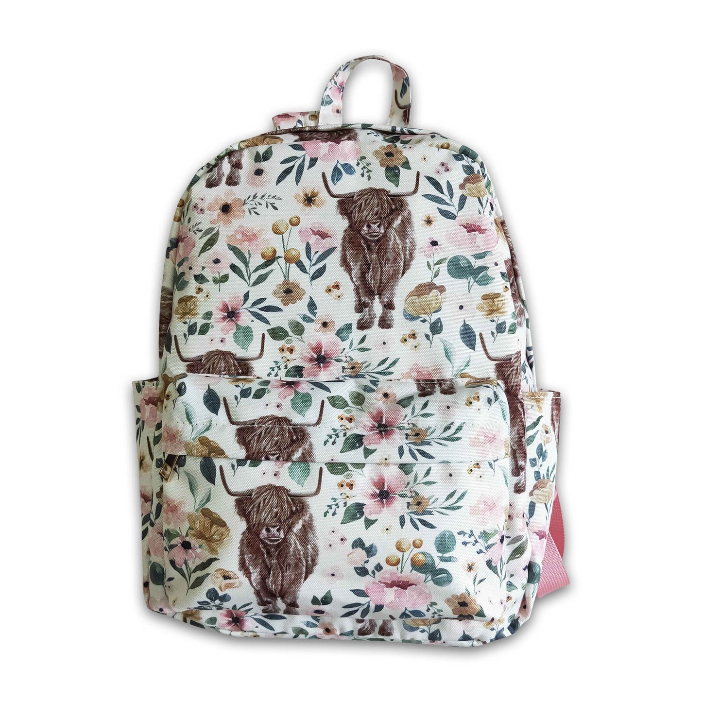 Highland cow kids girls back to school bags