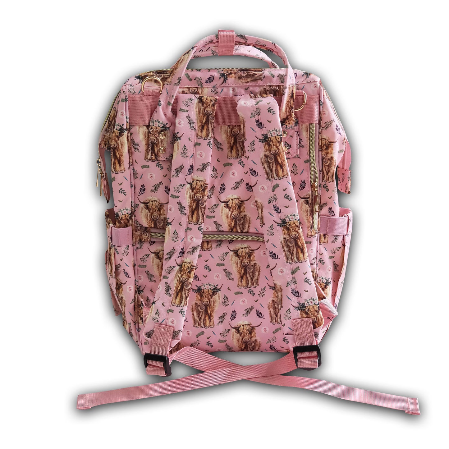 Highland cow floral baby diaper backpack