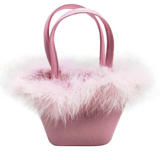 Pink fur cute princess purse baby girls bag