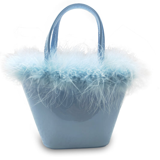 Light blue fur cute princess purse baby girls bag