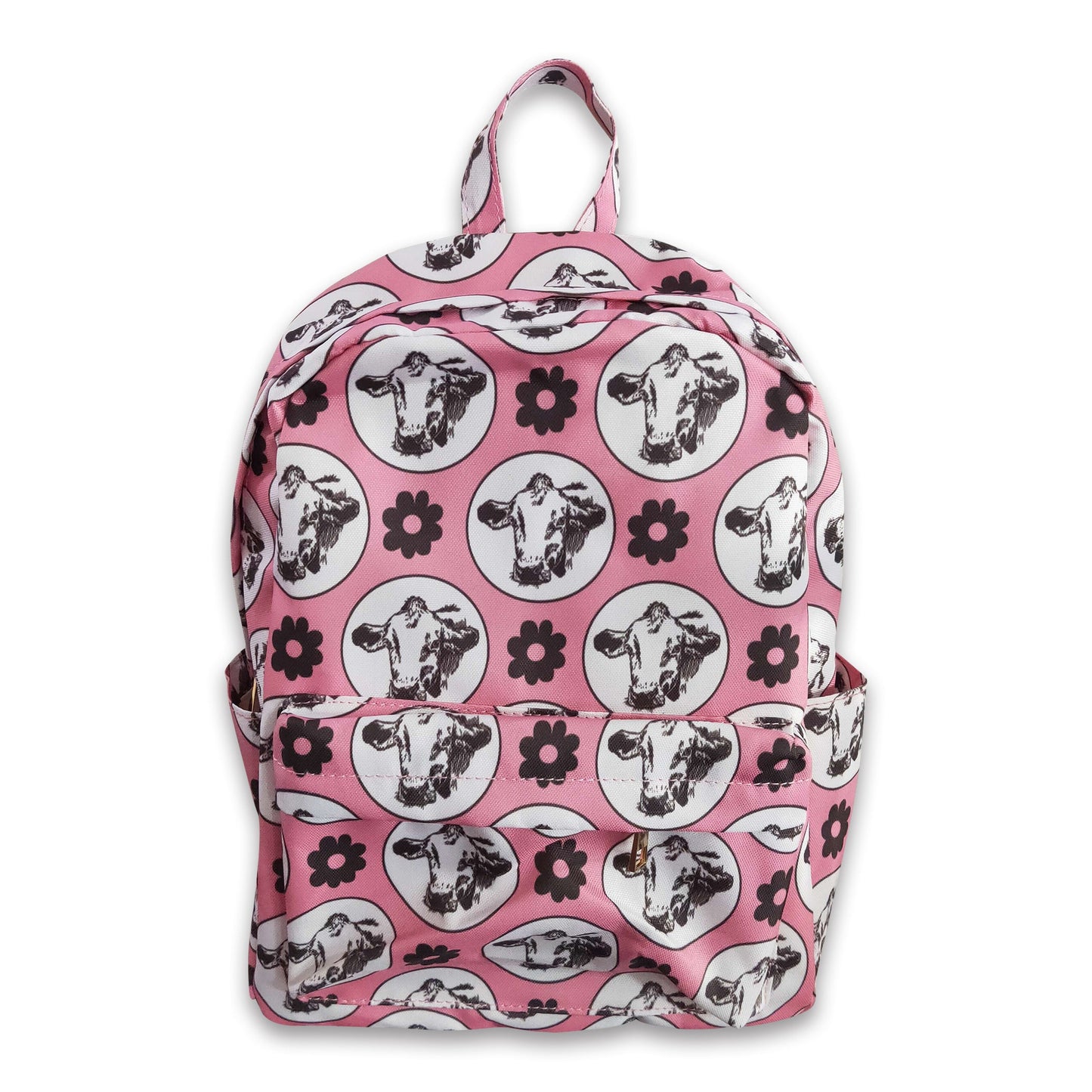 Pink cow floral western backpack kids girls back to school bags