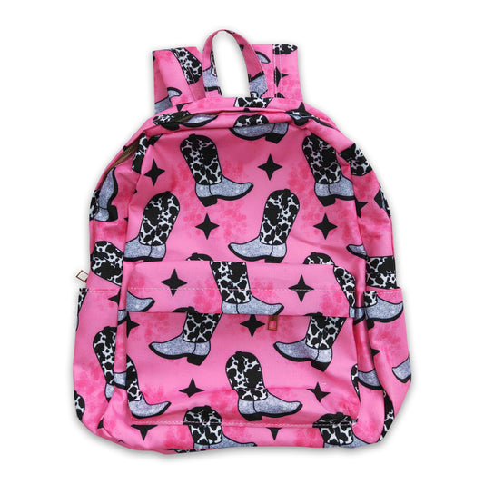 Hot pink cow boots backpack kids girls back to school bags