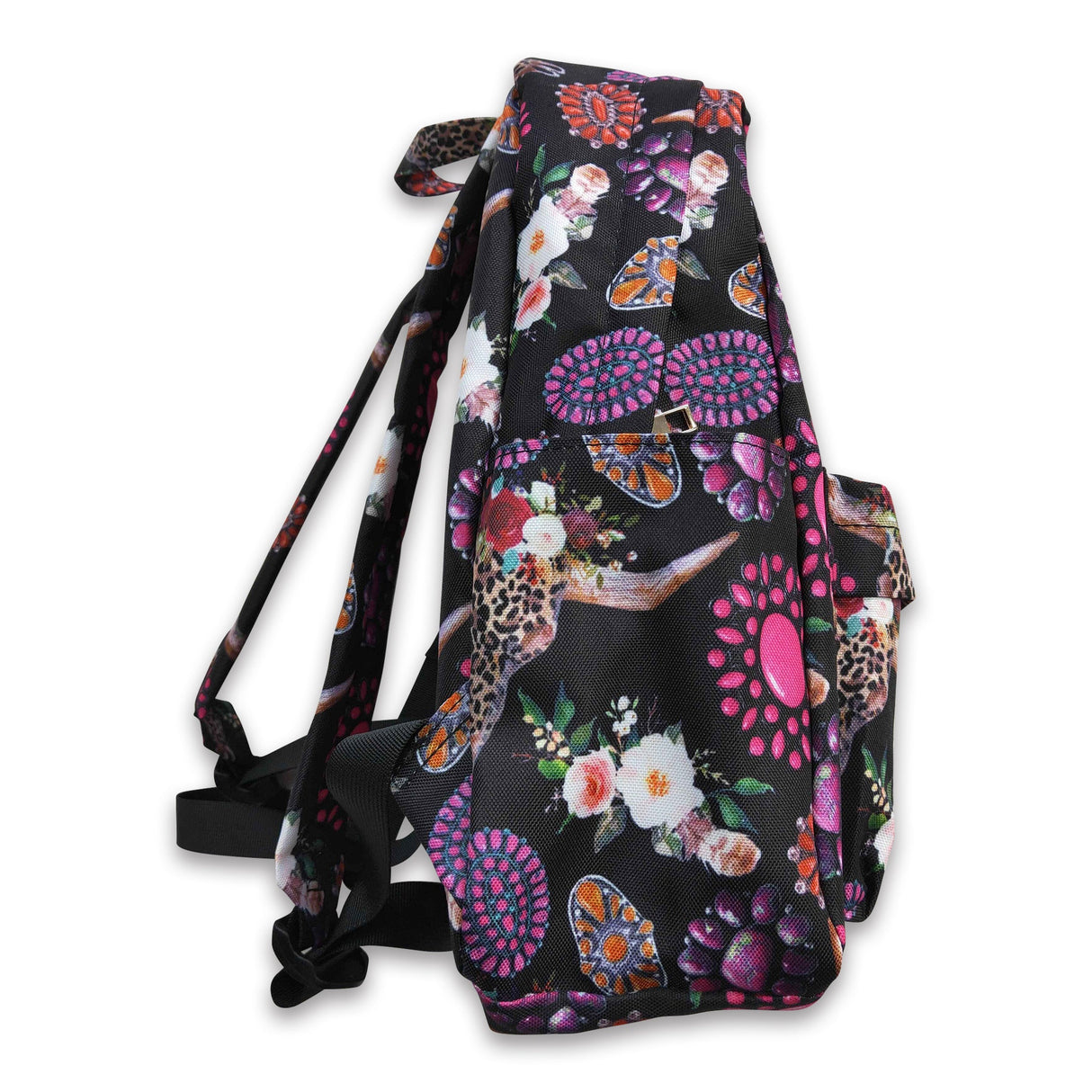 Leopard bull skull western backpack kids girls back to school bags