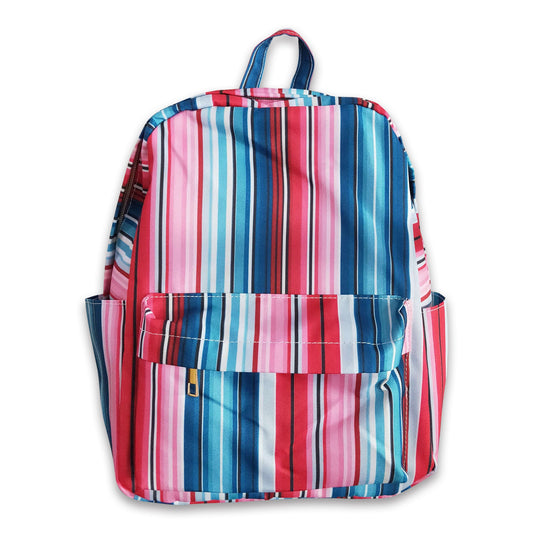 Pink blue stripe western backpack kids girls back to school bags