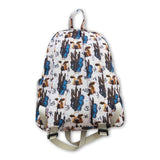 Cow cactus turquoise western kids backpack