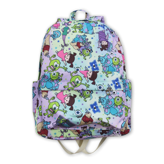 Lavender green monster kids backpack