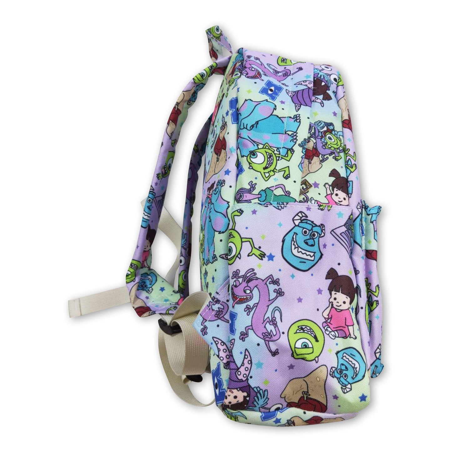 Lavender green monster kids backpack