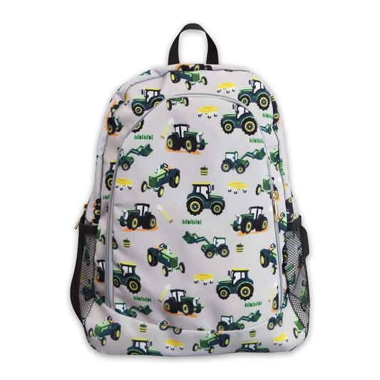 Green tractors farm kids boy backpack