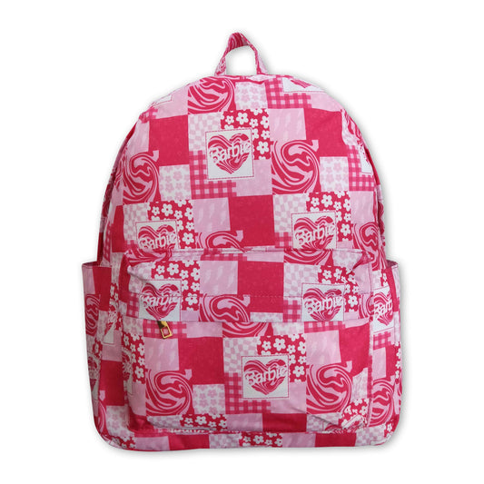 Leopard floral heart plaid party girls backpack