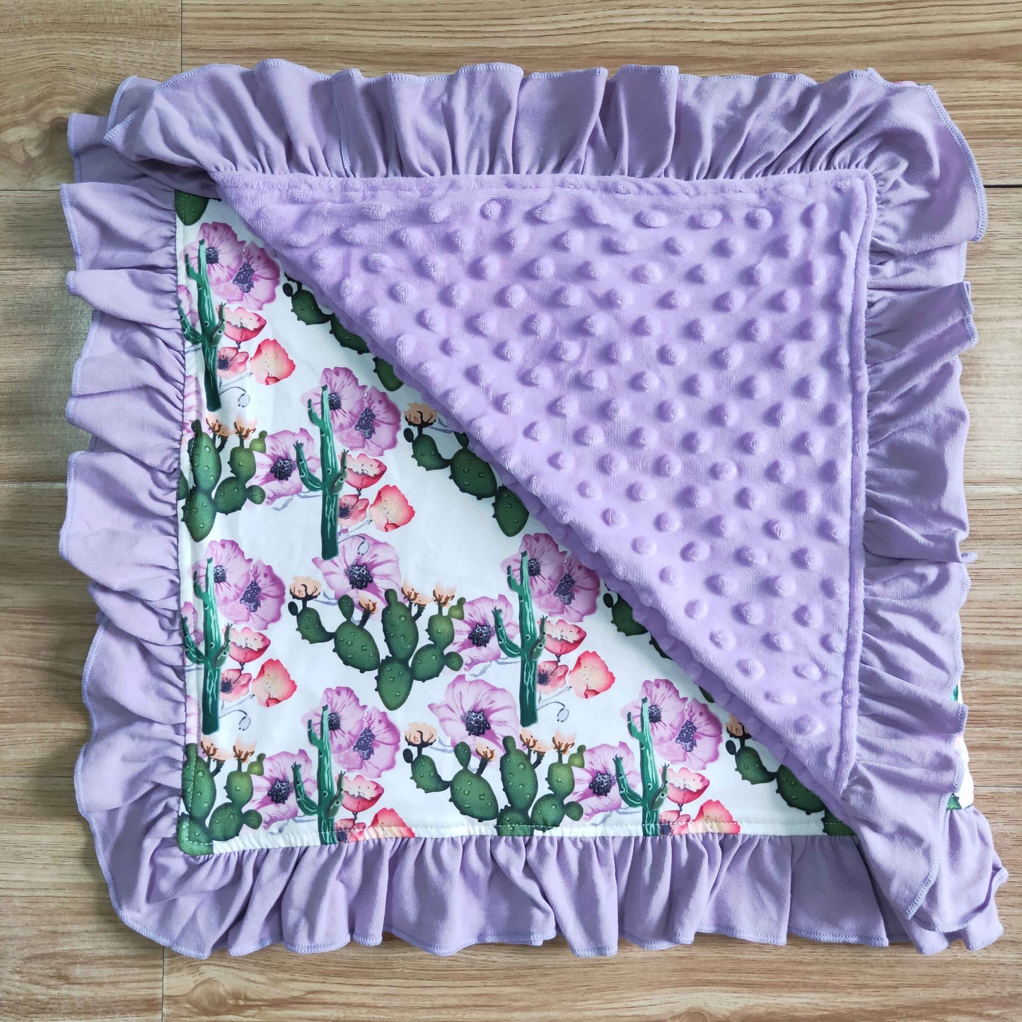 Cactus floral lavender minky baby blankets