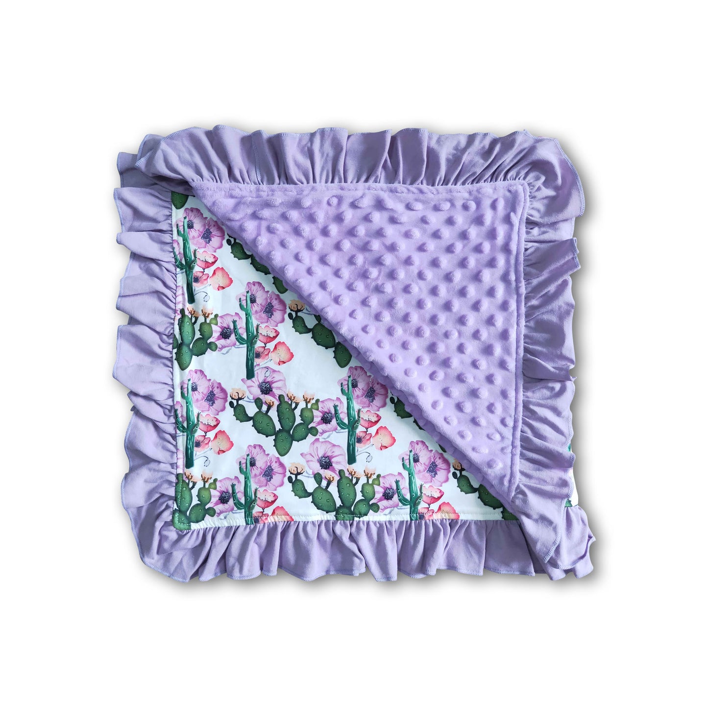 Cactus floral lavender minky baby blankets