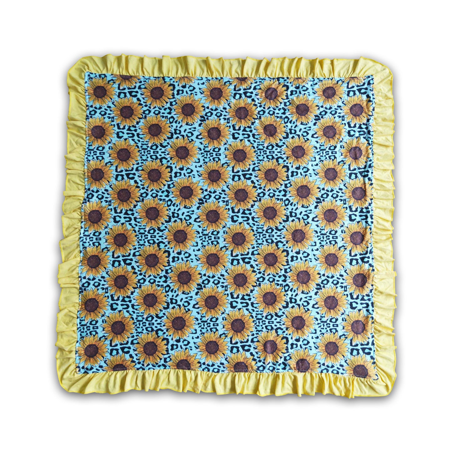 Sunflower leopard baby girls  ruffle blankets