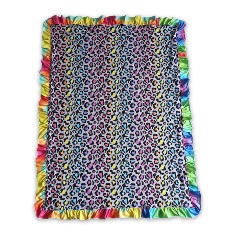 Colorful leopard rainbow ruffle baby kids blankets
