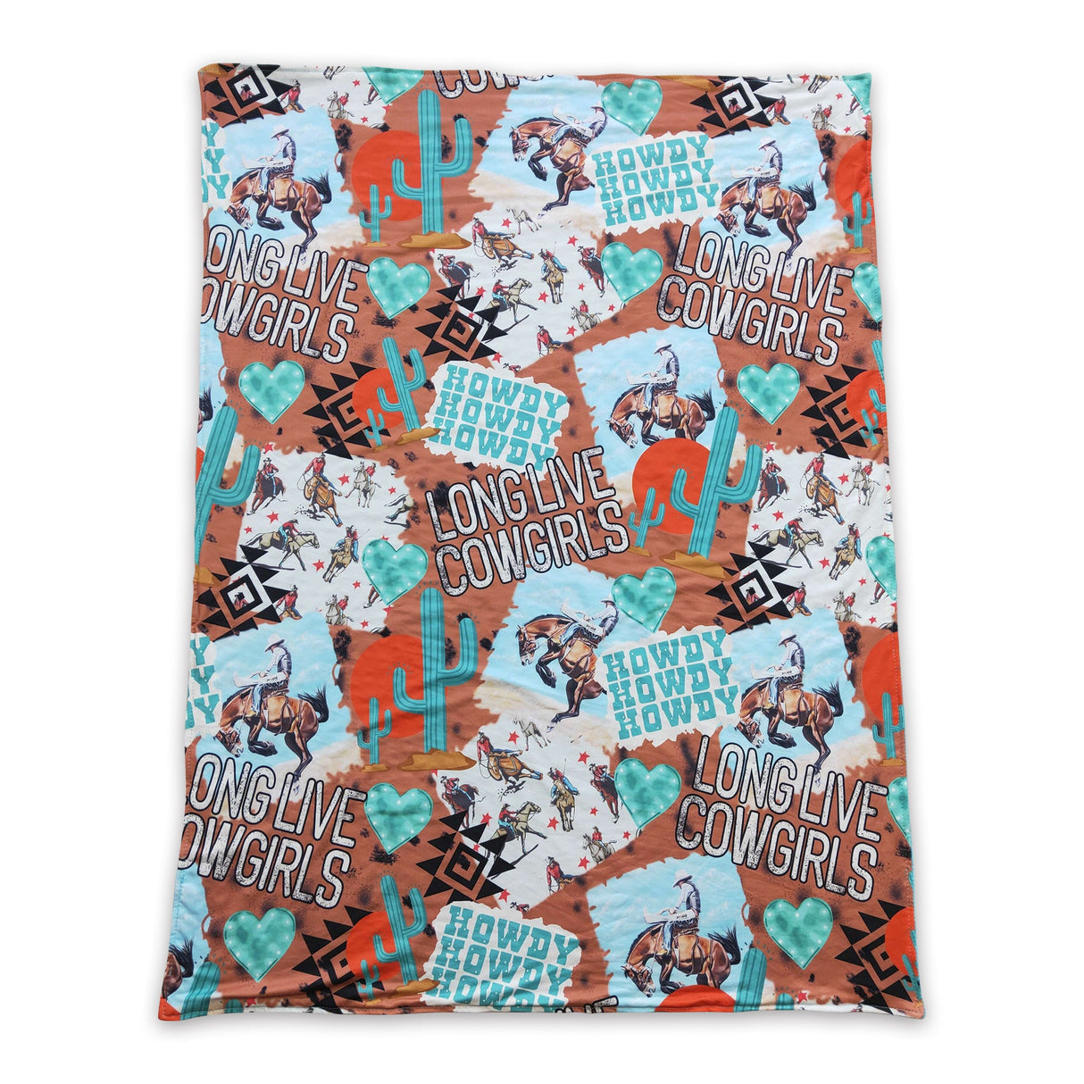 Howdy cowgirl cactus baby kids western blankets
