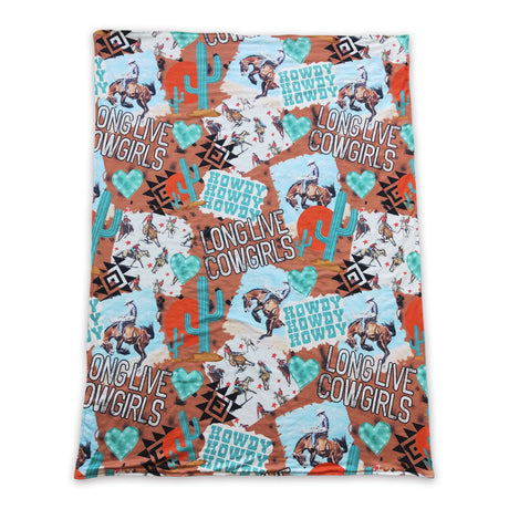 Howdy cowgirl cactus baby kids western blankets