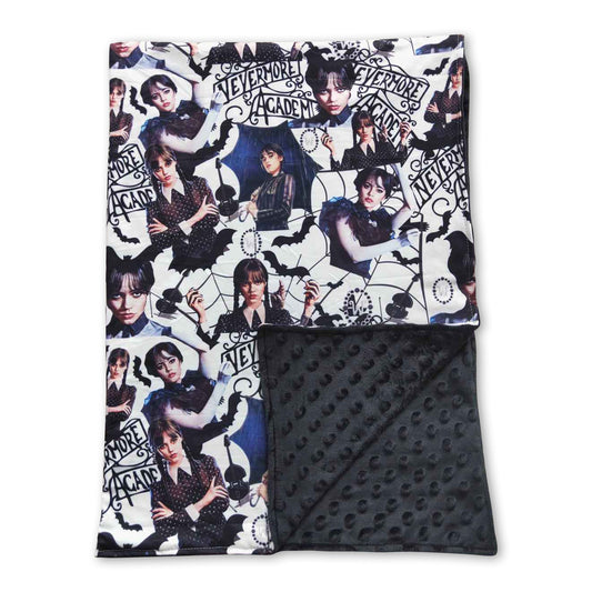 Black minky polka dots kids girls blankets
