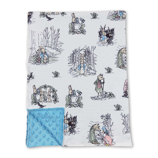 Rabbit blue polka dots baby kids easter blankets