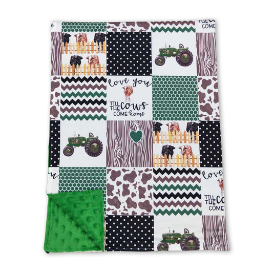 Love you till the cows come home tractor baby farm blanket