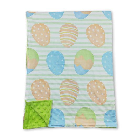 Green stripe eggs baby boy easter blankets