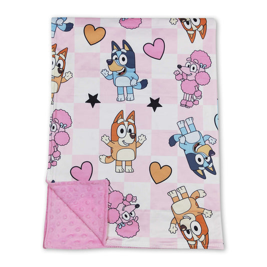 Pink heart dogs baby girls valentines blankets
